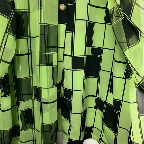 Vintage Happy Day New York Green and Black Flowy Oversized Top - Picture 16 of 16